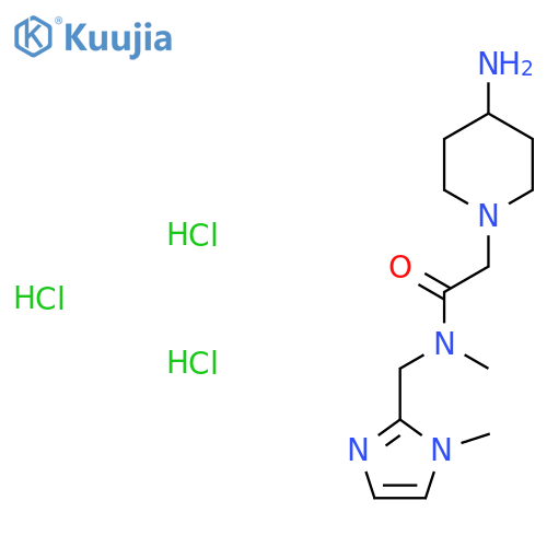 2-(4-Aminopiperidin-1-yl)-N-methyl-N-[(1-methyl-1H-imidazol-2-yl)methyl]acetamide trihydrochloride structure