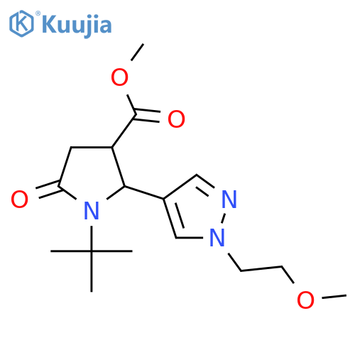methyl 1-tert-butyl-2-[1-(2-methoxyethyl)-1H-pyrazol-4-yl]-5-oxopyrrolidine-3-carboxylate structure