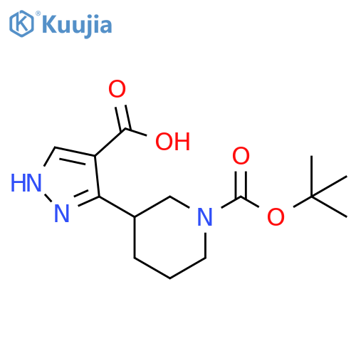 3-{1-[(tert-butoxy)carbonyl]piperidin-3-yl}-1H-pyrazole-4-carboxylic acid structure