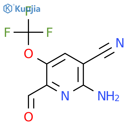 2-Amino-3-cyano-5-(trifluoromethoxy)pyridine-6-carboxaldehyde structure