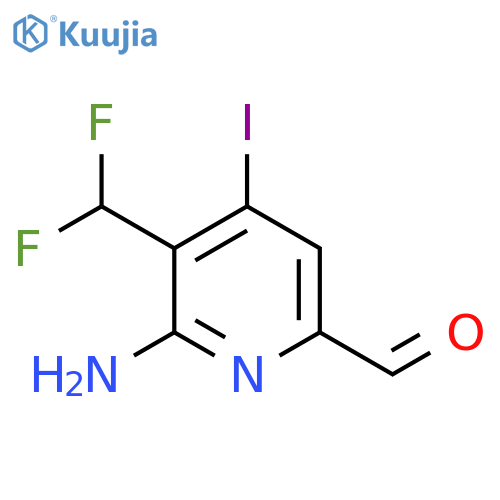 2-Amino-3-(difluoromethyl)-4-iodopyridine-6-carboxaldehyde structure
