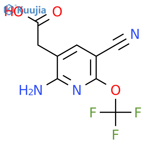 2-Amino-5-cyano-6-(trifluoromethoxy)pyridine-3-acetic acid structure