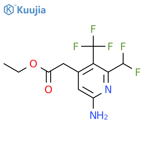 Ethyl 6-amino-2-(difluoromethyl)-3-(trifluoromethyl)pyridine-4-acetate structure