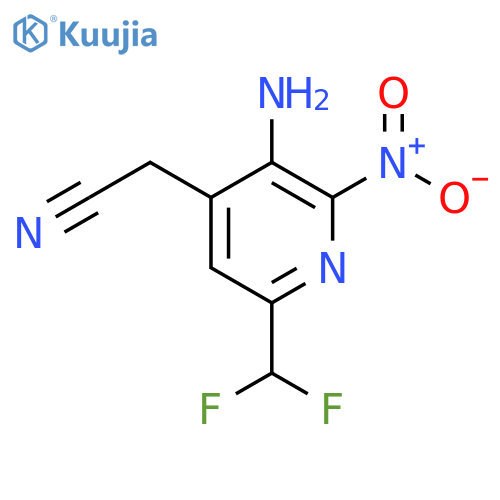 3-Amino-6-(difluoromethyl)-2-nitropyridine-4-acetonitrile structure
