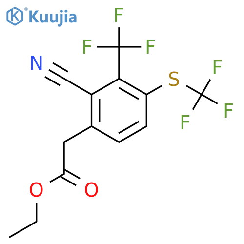 Ethyl 2-cyano-3-trifluoromethyl-4-(trifluoromethylthio)phenylacetate structure