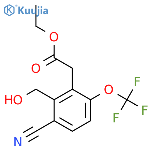 Ethyl 3-cyano-2-hydroxymethyl-6-(trifluoromethoxy)phenylacetate structure
