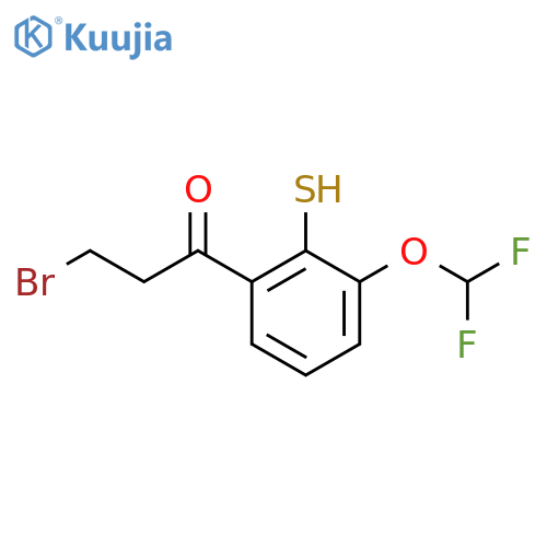 3-Bromo-1-(3-(difluoromethoxy)-2-mercaptophenyl)propan-1-one structure