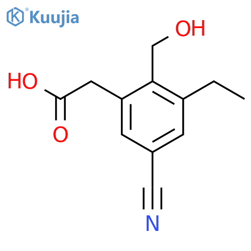 5-Cyano-3-ethyl-2-(hydroxymethyl)phenylacetic acid structure