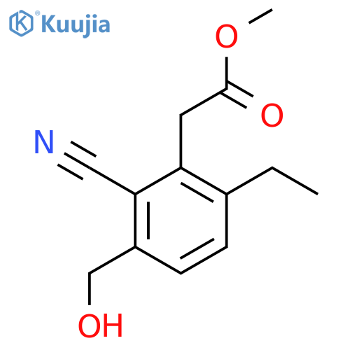 Methyl 2-cyano-6-ethyl-3-(hydroxymethyl)phenylacetate structure