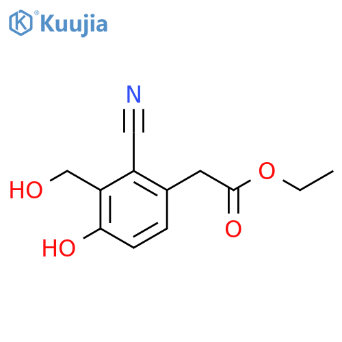 Ethyl 2-cyano-4-hydroxy-3-(hydroxymethyl)phenylacetate structure