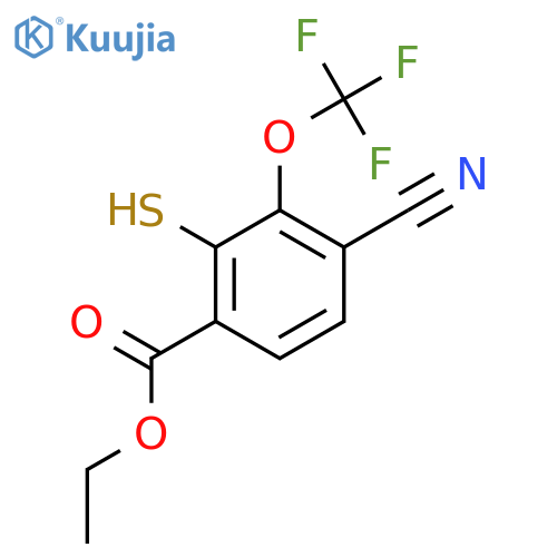 Ethyl 4-cyano-2-mercapto-3-(trifluoromethoxy)benzoate structure