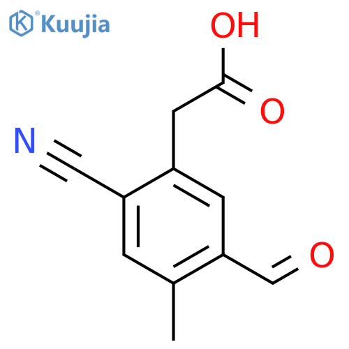 2-Cyano-5-formyl-4-methylphenylacetic acid structure