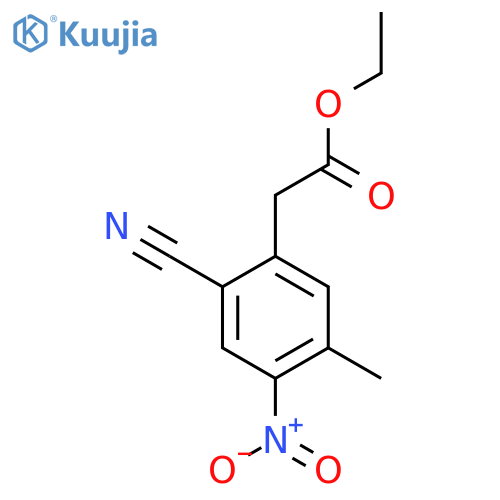 Ethyl 2-cyano-5-methyl-4-nitrophenylacetate structure