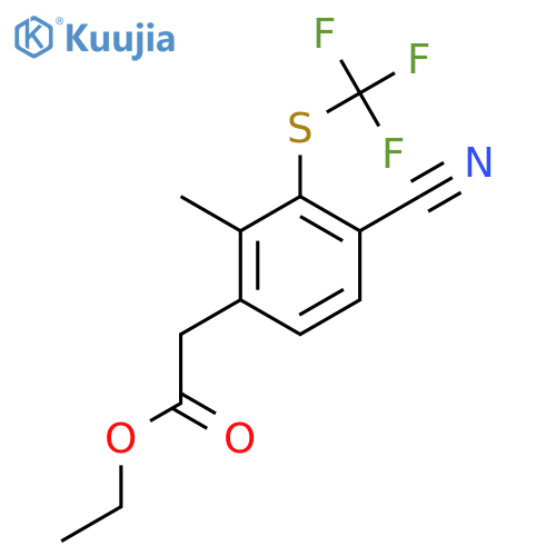 Ethyl 4-cyano-2-methyl-3-(trifluoromethylthio)phenylacetate structure