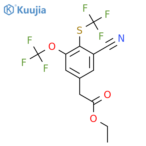 Ethyl 3-cyano-5-trifluoromethoxy-4-(trifluoromethylthio)phenylacetate structure