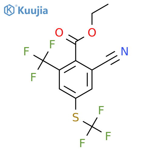 Ethyl 2-cyano-6-trifluoromethyl-4-(trifluoromethylthio)benzoate structure