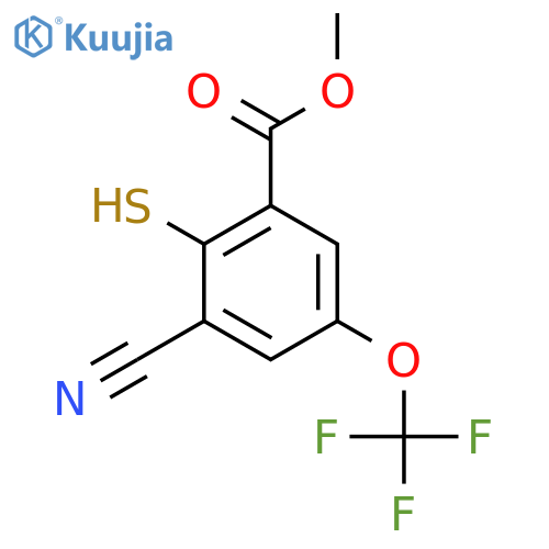Methyl 3-cyano-2-mercapto-5-(trifluoromethoxy)benzoate structure