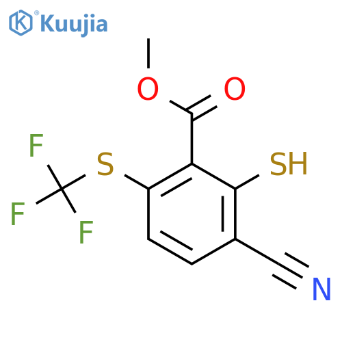 Methyl 3-cyano-2-mercapto-6-(trifluoromethylthio)benzoate structure