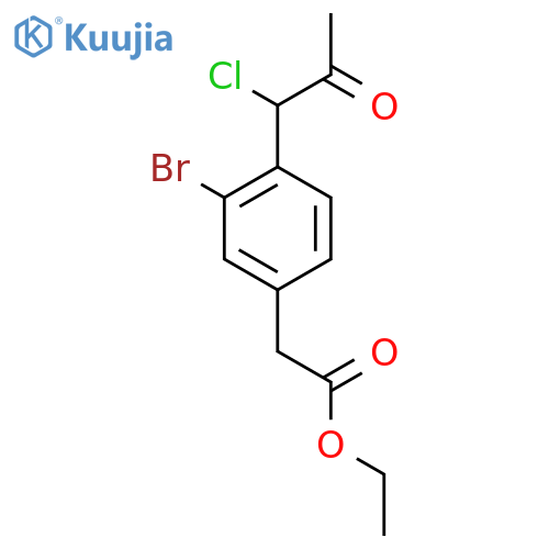 Ethyl 3-bromo-4-(1-chloro-2-oxopropyl)phenylacetate structure
