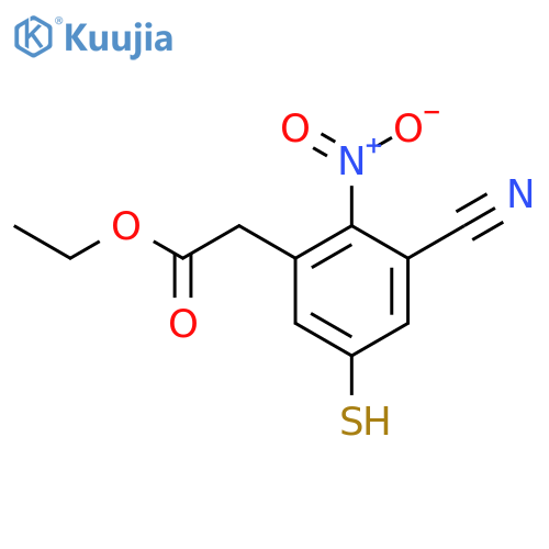Ethyl 3-cyano-5-mercapto-2-nitrophenylacetate structure