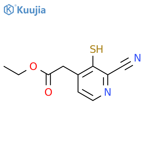 Ethyl 2-cyano-3-mercaptopyridine-4-acetate structure