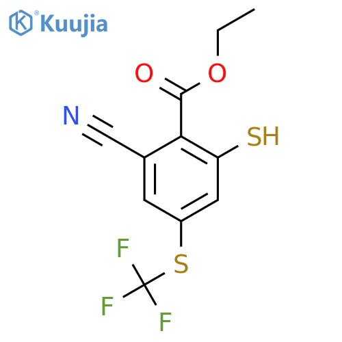 Ethyl 2-cyano-6-mercapto-4-(trifluoromethylthio)benzoate structure