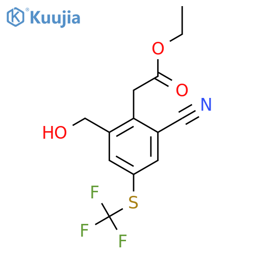 Ethyl 2-cyano-6-hydroxymethyl-4-(trifluoromethylthio)phenylacetate structure