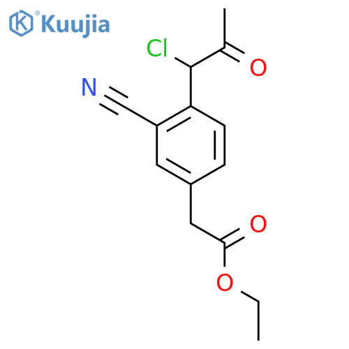 Ethyl 4-(1-chloro-2-oxopropyl)-3-cyanophenylacetate structure