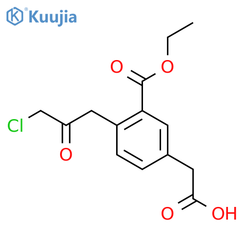 Ethyl 5-(carboxymethyl)-2-(3-chloro-2-oxopropyl)benzoate structure
