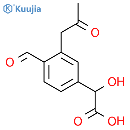 4-Formyl-3-(2-oxopropyl)mandelic acid structure