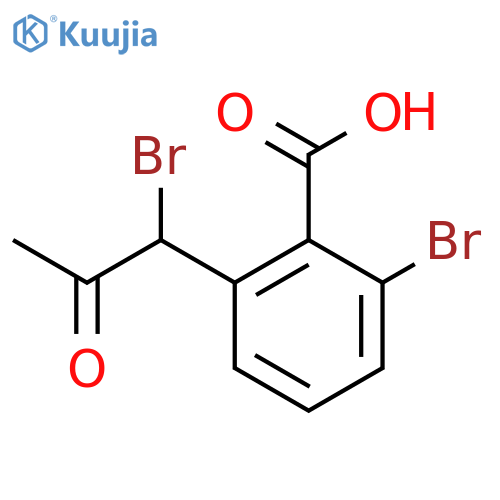 2-Bromo-6-(1-bromo-2-oxopropyl)benzoic acid structure