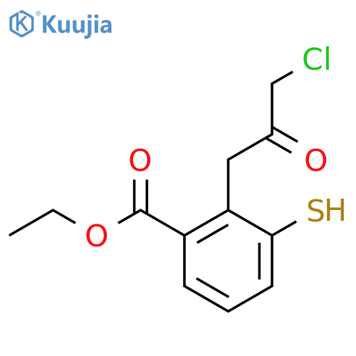 Ethyl 2-(3-chloro-2-oxopropyl)-3-mercaptobenzoate structure