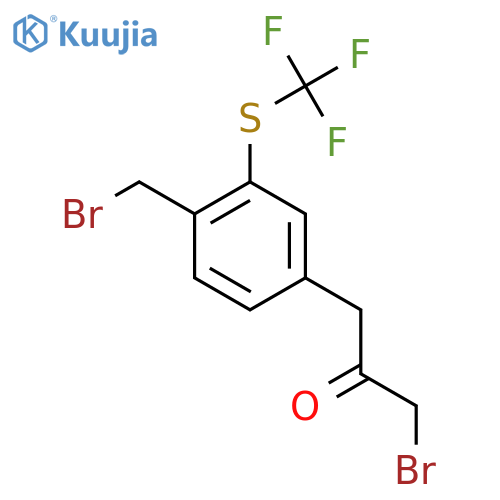 1-Bromo-3-(4-(bromomethyl)-3-(trifluoromethylthio)phenyl)propan-2-one structure