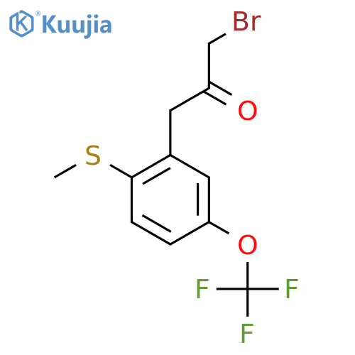 1-Bromo-3-(2-(methylthio)-5-(trifluoromethoxy)phenyl)propan-2-one structure