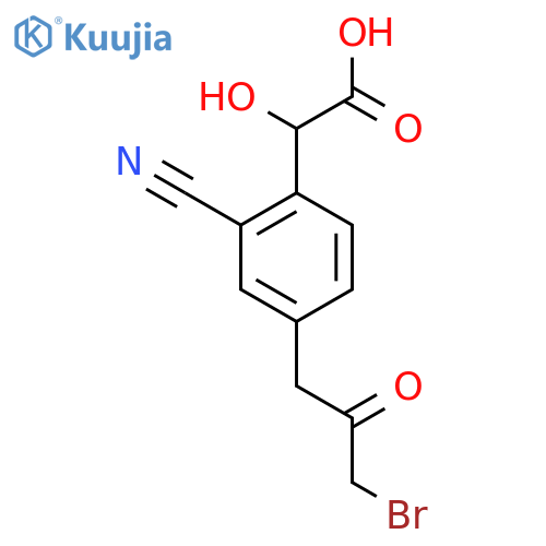 4-(3-Bromo-2-oxopropyl)-2-cyanomandelic acid structure