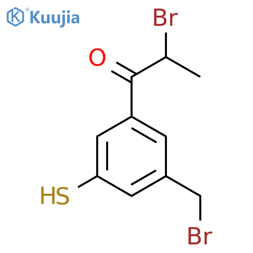 2-Bromo-1-(3-(bromomethyl)-5-mercaptophenyl)propan-1-one structure