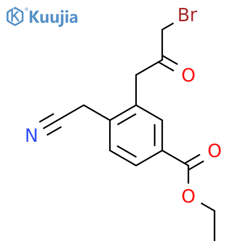 Ethyl 3-(3-bromo-2-oxopropyl)-4-(cyanomethyl)benzoate structure