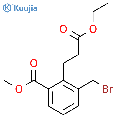Methyl 3-(bromomethyl)-2-(3-ethoxy-3-oxopropyl)benzoate structure