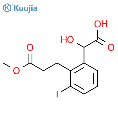 3-Iodo-2-(3-methoxy-3-oxopropyl)mandelic acid structure