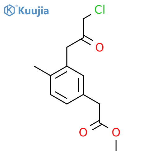 Methyl 3-(3-chloro-2-oxopropyl)-4-methylphenylacetate structure