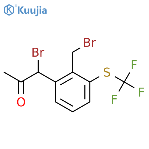 1-Bromo-1-(2-(bromomethyl)-3-(trifluoromethylthio)phenyl)propan-2-one structure