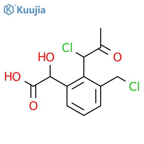 2-(1-Chloro-2-oxopropyl)-3-(chloromethyl)mandelic acid structure