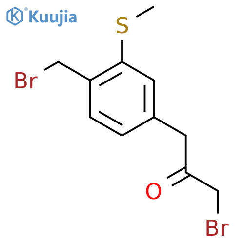 1-Bromo-3-(4-(bromomethyl)-3-(methylthio)phenyl)propan-2-one structure