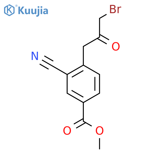 Methyl 4-(3-bromo-2-oxopropyl)-3-cyanobenzoate structure
