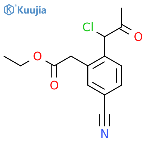 Ethyl 2-(1-chloro-2-oxopropyl)-5-cyanophenylacetate structure