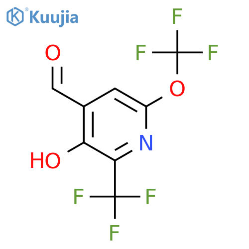 3-Hydroxy-6-(trifluoromethoxy)-2-(trifluoromethyl)pyridine-4-carboxaldehyde structure