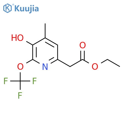 Ethyl 3-hydroxy-4-methyl-2-(trifluoromethoxy)pyridine-6-acetate structure