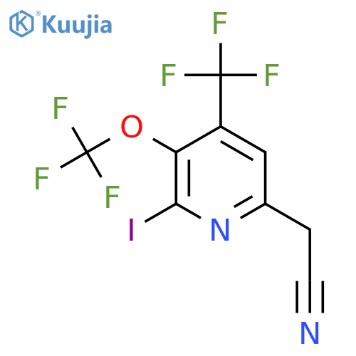 2-Iodo-3-(trifluoromethoxy)-4-(trifluoromethyl)pyridine-6-acetonitrile structure