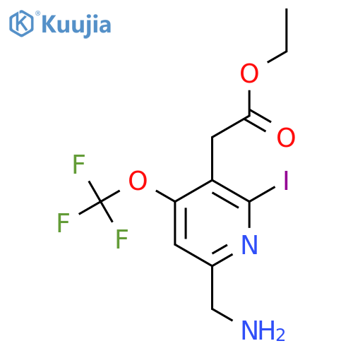 Ethyl 6-(aminomethyl)-2-iodo-4-(trifluoromethoxy)pyridine-3-acetate structure