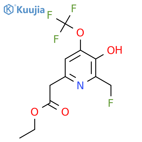 Ethyl 2-(fluoromethyl)-3-hydroxy-4-(trifluoromethoxy)pyridine-6-acetate structure